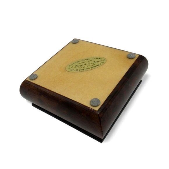 Italian WOOD JEWELRY Box with Floral Inlay And Soft Velvet Lining from Italy - Picture 8 of 11